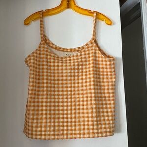 Madewell Orange White Checkered Gingham Tank Top - M